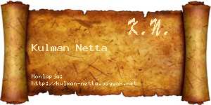 Kulman Netta névjegykártya